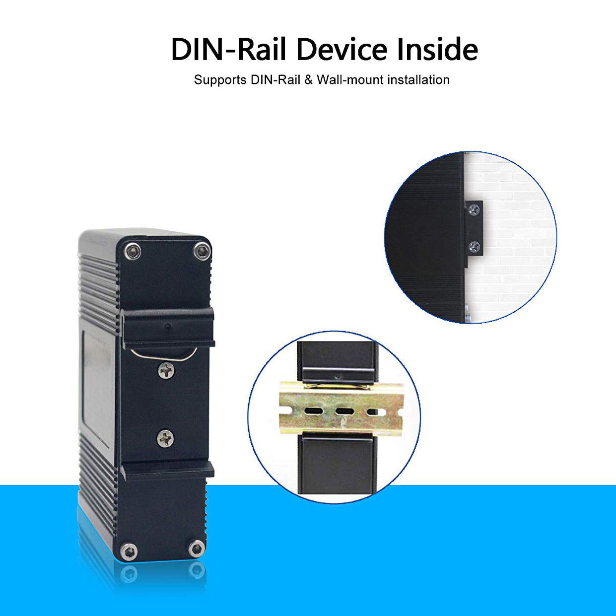 Gigabit Industrial Ethernet Media Converter POE+ 30W Aluminum Case 12~48V DC Input Power