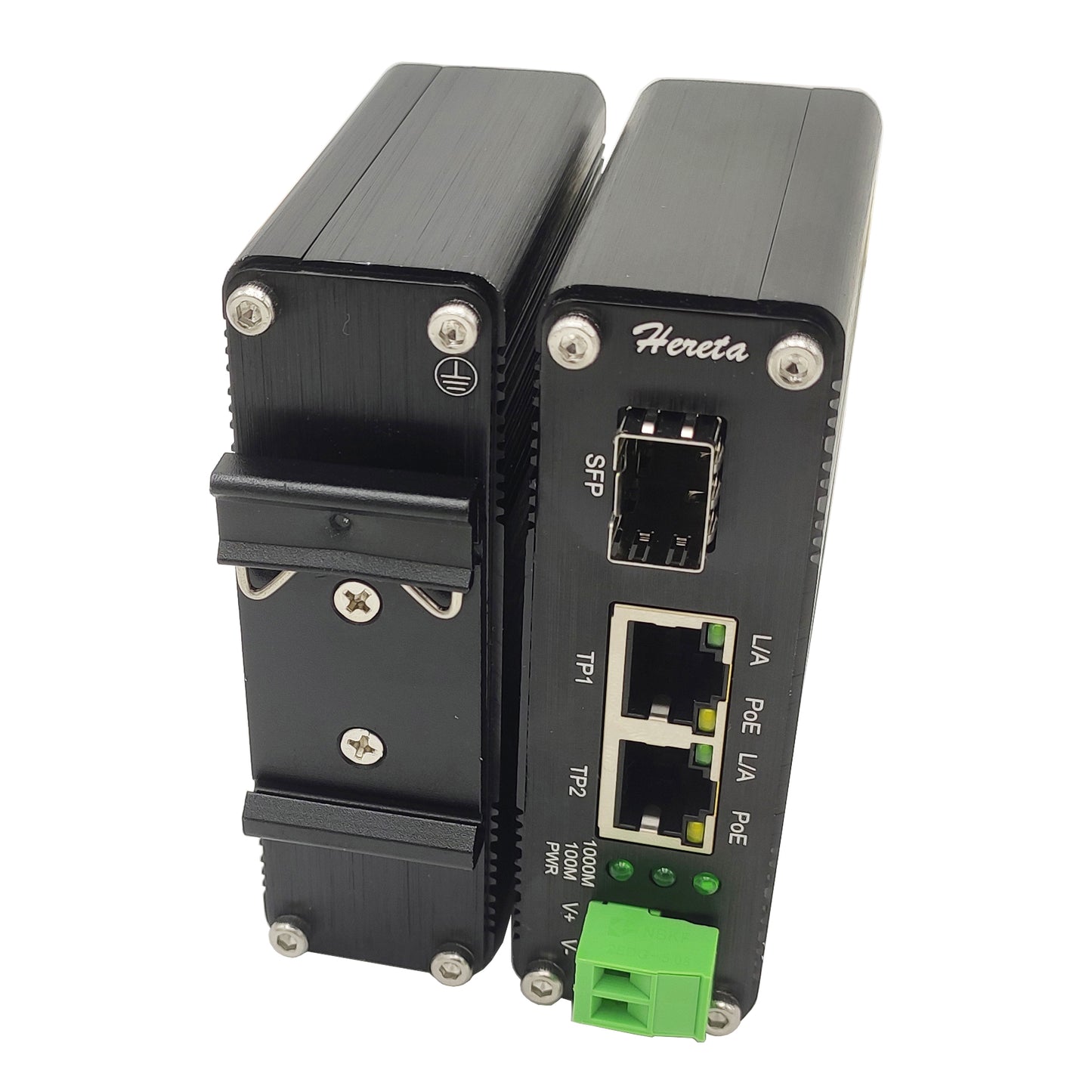 Gigabit Industrial Ethernet Media Converter POE+ 30W Aluminum Case 12~48V DC Input Power
