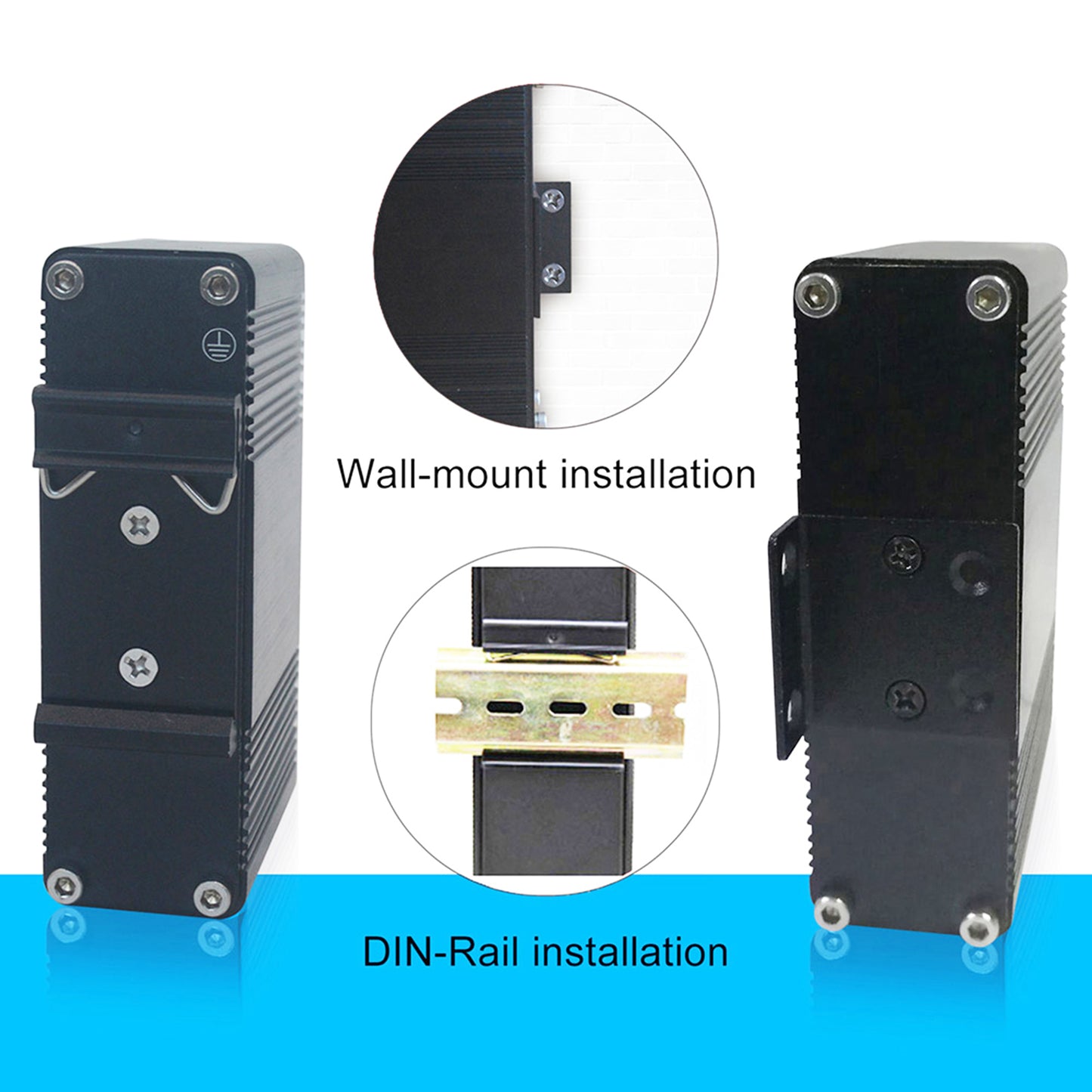 Industrial Gigabit Ethernet PoE+ Switch 5-Port 10/100/1000BASE-T Auto-MDI/MDI-X Half/Full Duplex Compact 30W PoE+ Ethernet Switch 12~48VDC Wide Range Power Input