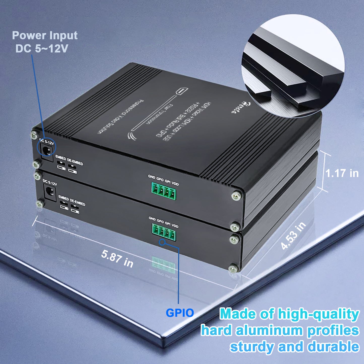 1080P HDMI KVM Fiber Extender Video Resolution Up to 2K@60Hz HDMI to Fiber Converter Transmission Distance Up to 20km 4.25Gbps Support USB Mouse Keyboard RS232 GPIO Signal Bidirectional Stereo Audio