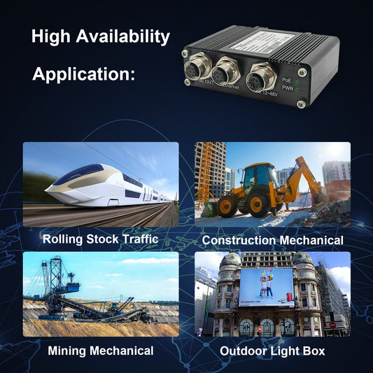 Hardened M12 Industrial Gigabit PoE+ Injector Waterproof IP68 Interface 12-48VDC Input Support The PoE IEEE 802.3 af/at 30W Power Sourcing Equipment
