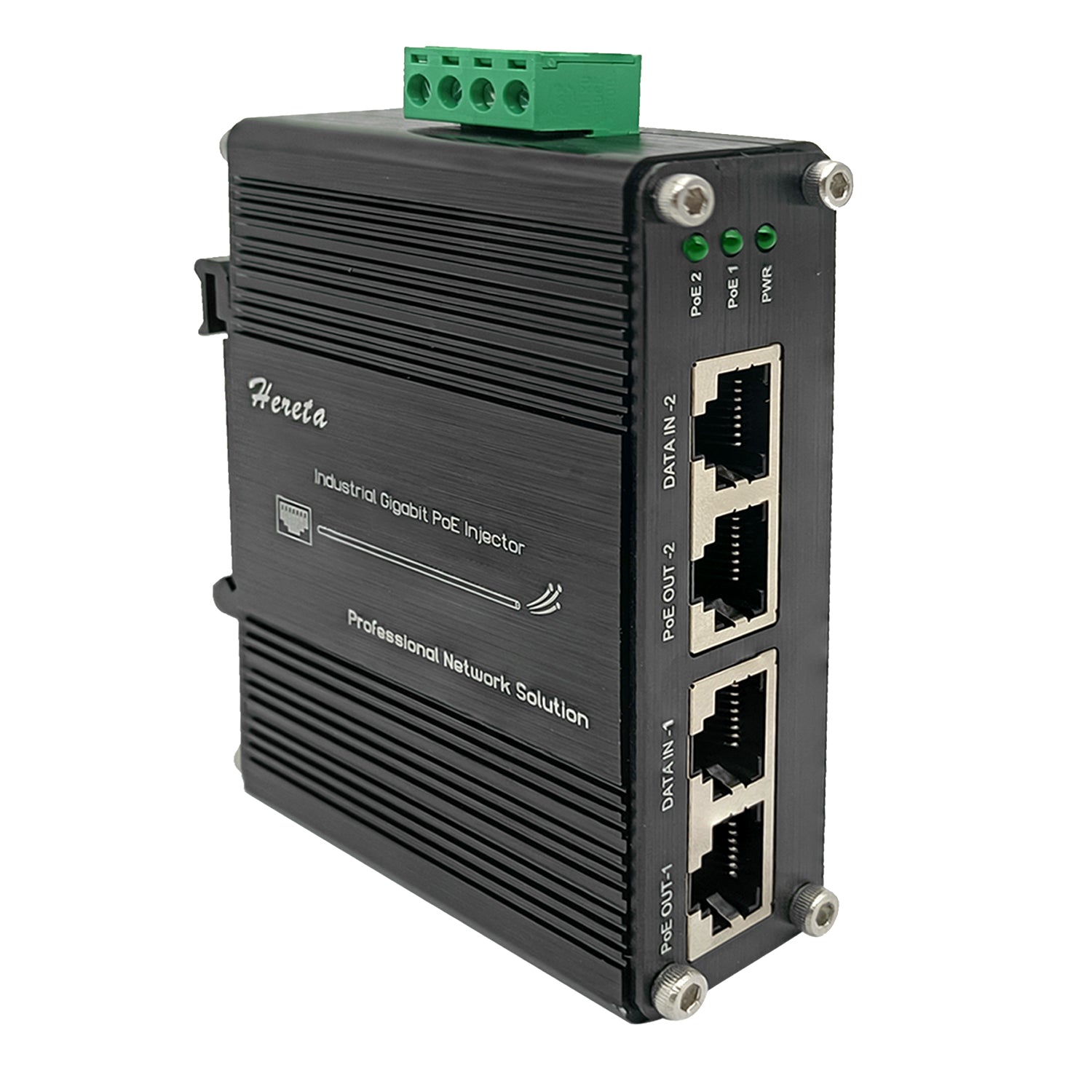 2 Ports Hardened Industrial Gigabit PoE+ Injector 12~48VDC Power Input ...