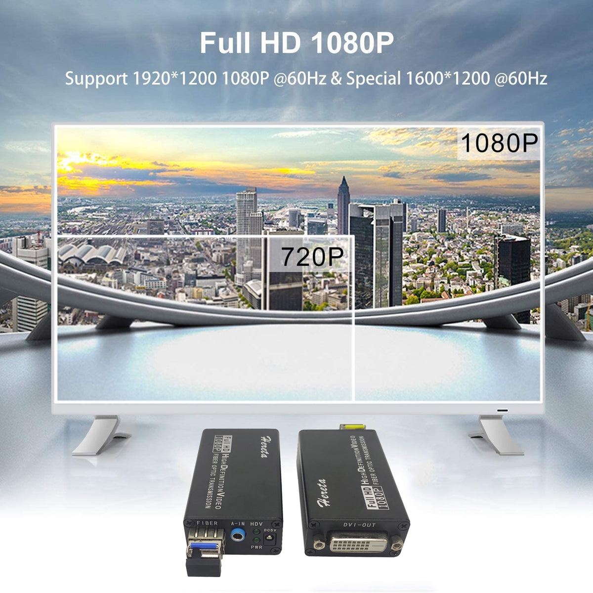 Video Extender Mini DVI Fiber Converter 1080P HD Video Extender Optical Transceiver E ...