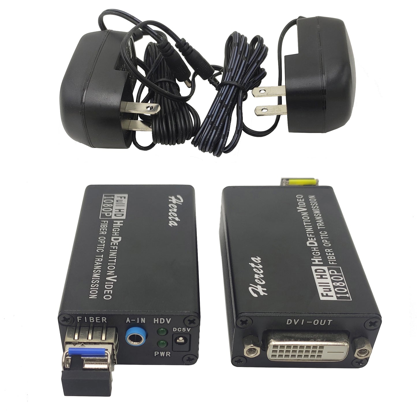 Mini DVI Fiber Converter 1080P HD Video Extender Optical Transceiver Extension of Distances Up to 20km Over Single-Mode with External Stereo Audio
