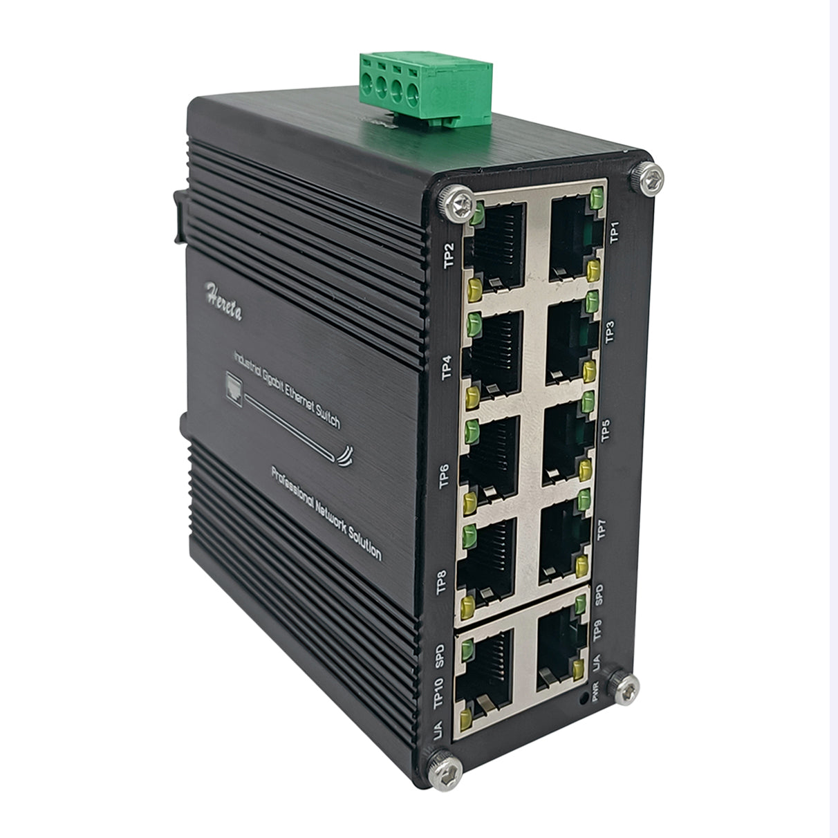 10 Ports Industrial Gigabit Ethernet Switch 10/100/1000BASE-T RJ45 Compact Industrial Switch with auto-MDI/MDI-X Function 12~48VDC Wide Range Power Input