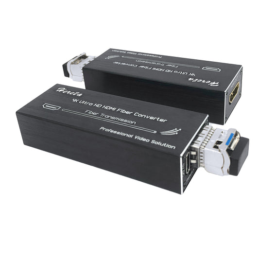 4K HDMI Fiber Extender with SFP Module (LC Port) 20KM Mini Fiber Optical Transceiver Over Single Mode Optical Fiber Uncompressed No losses No Latency Transmitting Video Data rate up to 10.3Gbps