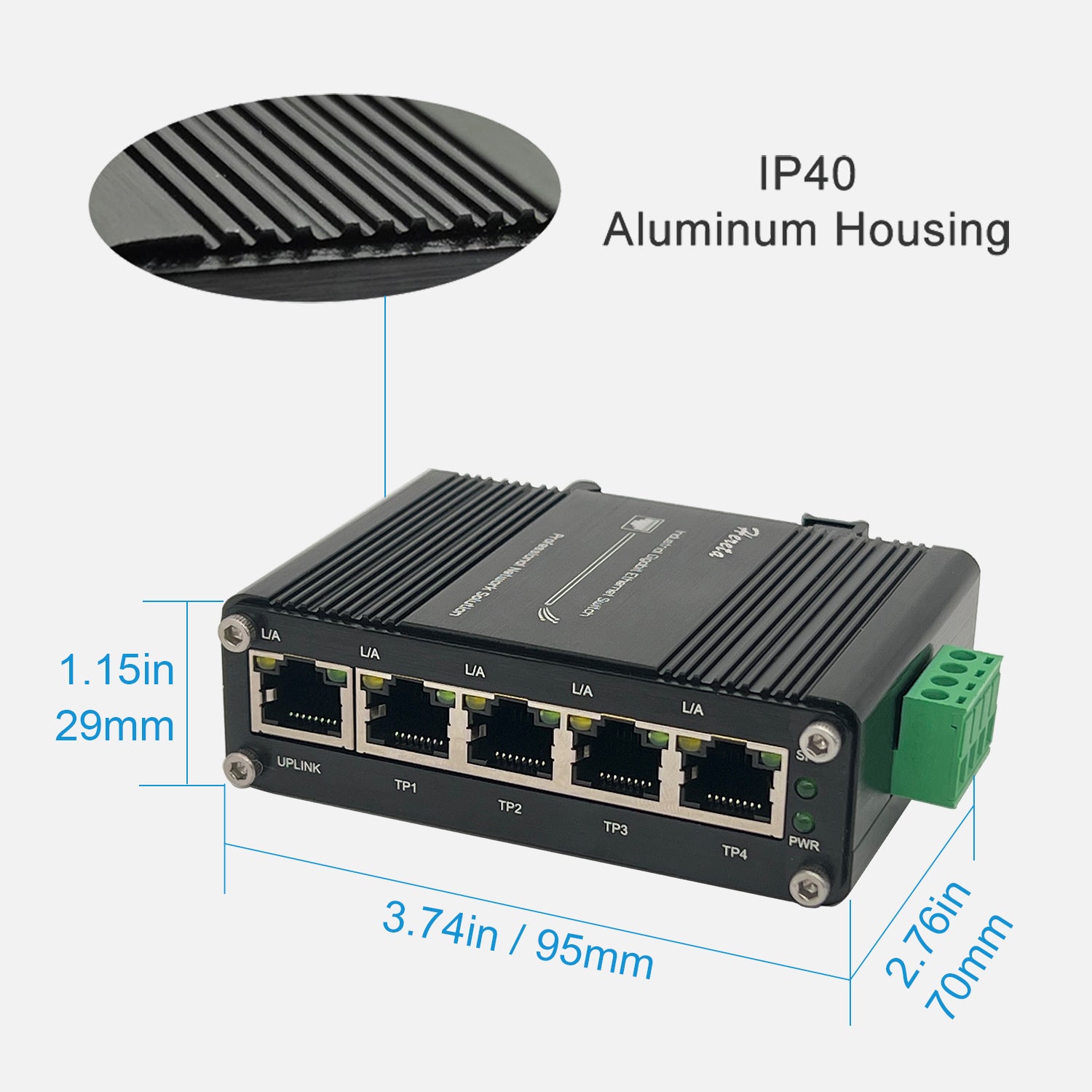 Gigabit Ethernet Switch 5-Port Mini Industrial Switch 10/100Mbps Half/Full  Duplex and 1000Mbps Full Duplex