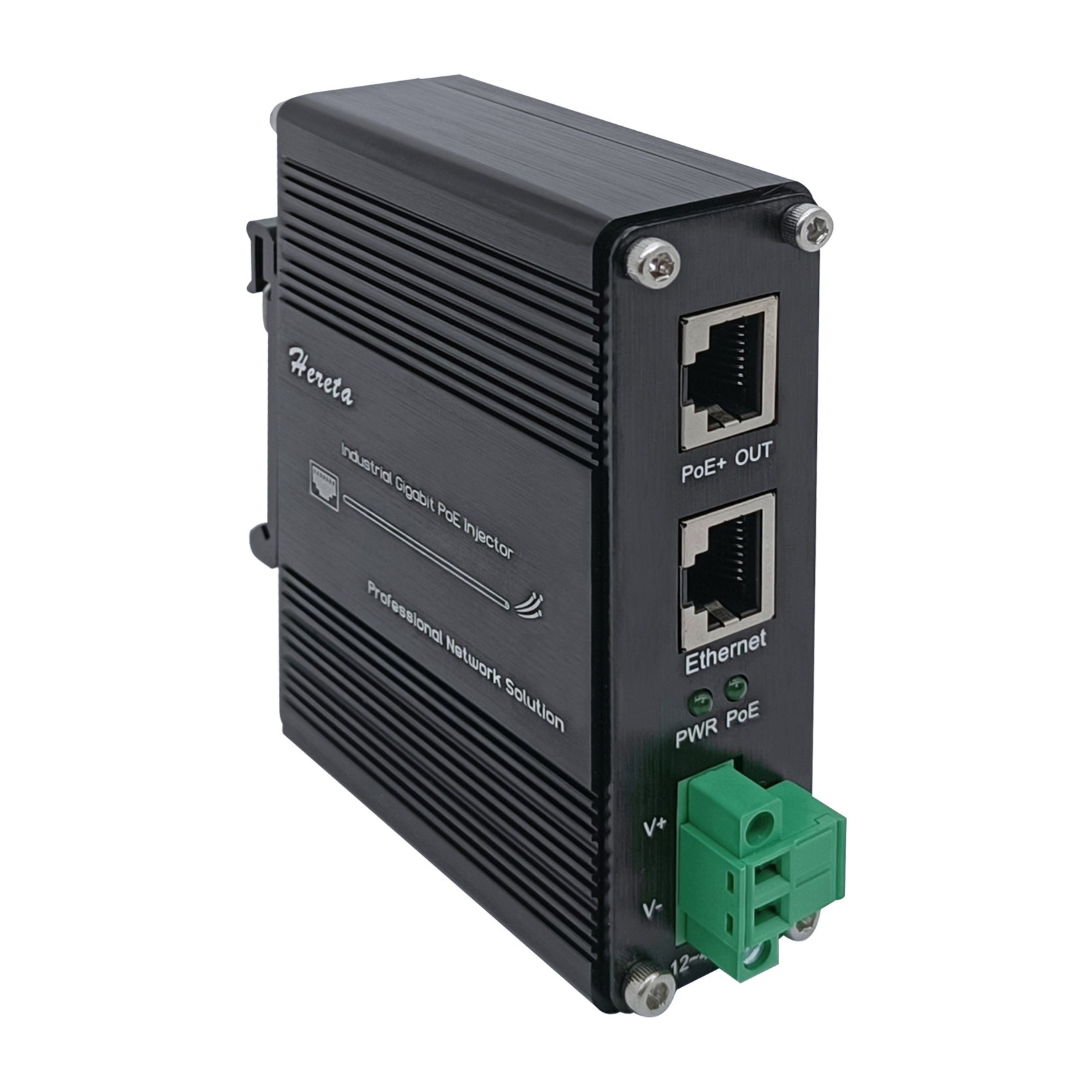 Hardened Industrial Gigabit PoE+ Injector 12-48VDC Input (30W) – Hereta