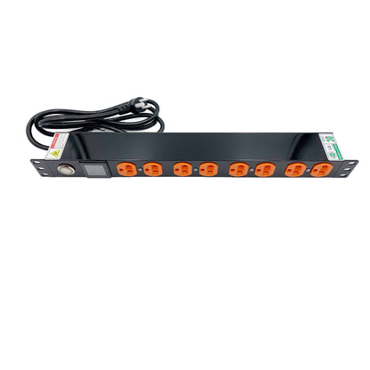 8 Outlets Switched PDU Surge Protection Power Strip with High-Precision Measuring Instruments 1U 19" Rack Mount Metered Power Distribution Unit 100-250V 16A